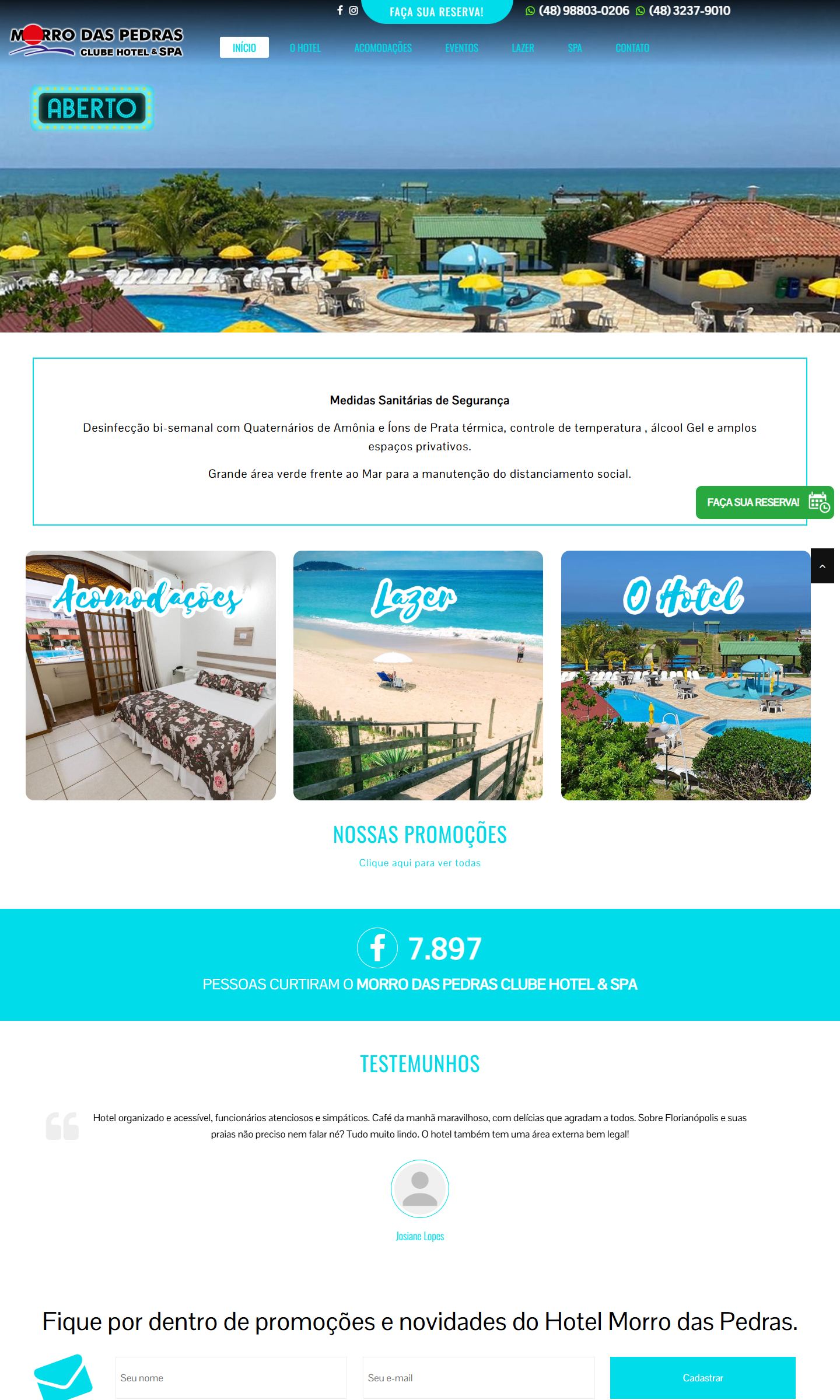 Página inicial do site Morro das Pedras Clube Hotel & Spa